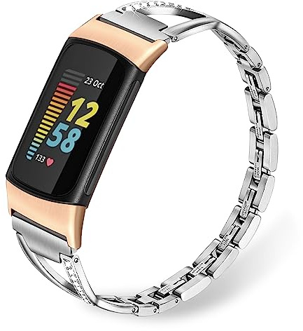 TRUMiRR Ersatz für Fitbit Charge 6 Armband, Mesh Gewebte Edelstahl Armband Metall Uhrenarmband Ersatzband für Fitbit Charge 5
