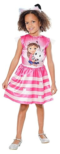 Rubies Gabbys Dollhouse klassisk kostym för flickor, digitalt tryckt klänning och pannband, officiell gabby dollhouse för födelsedag, fest, karneval och halloween halloween