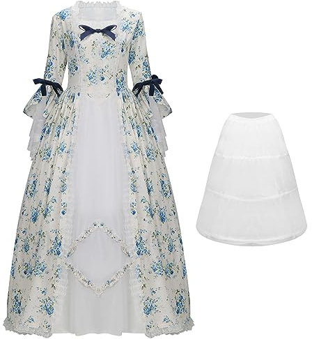 NUWIND Mujeres Rococó Vestido Gótico Victoriano Traje Gótico Victoriano Retro Flores Renacimiento Medieval Elegante Cóctel Lolita Encaje Corsé Noche Vestido de Bola (S, Azul claro)
