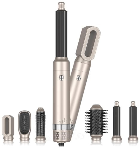 TAHSHINE 6 in 1 Auto Wrap Hairstyler,Hot Air Brush for Hair Styling, Automatic Electric Hair Blow Dryer Brush Set with Detachable Heads Comb for Straightening Voluming,Ionic Care Frizz Free