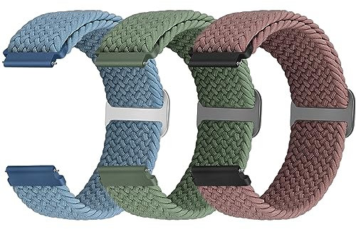 18mm Geflochtenes Nylon Sport Armband Kompatibel mit Garmin Venu 3S/Venu 2S/Vivoactive 4S/Vivomove 3S/Active S/Forerunner 265(42mm)/Huawei Watch GT 5 Pro 42mm/GT 5 41mm/4 41mm Damen Herren