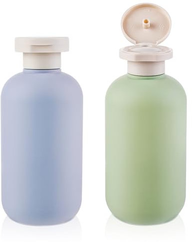 WLLHYF Lot de 2 flacons souples de 200 ml - Récipients de voyage rechargeables en plastique vides avec bouchon à rabat - Accessoires de voyage pour shampooing, crèmes, lotion, après-shampooing