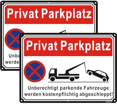 Privatparkplatz-Schild - 2er Pack, 35x25cm Aluminium Metallschild