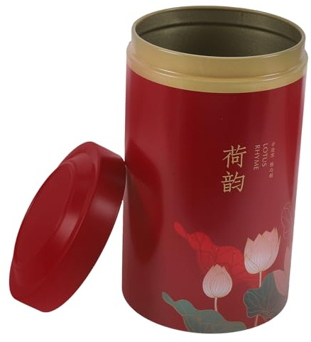 Hoement Caja de Lata para Té Tarro de Té de Hojalata Tapa Hermética Gran Capacidad Rojo y Granos de Café en Casa