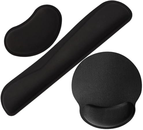 Lostwry Juego de reposamuñecas, alfombrilla de ratón, ergonómico, para ratón y teclado, para muñecas, viajes, trabajo y juegos, color negro