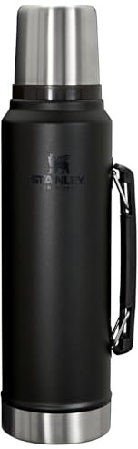 Stanley Classic Legendary Vacuum Bottle 20 oz | Wide Mouth with Leakproof Cup Lid | Keep Drinks Hot or Cold | Packable for Travel | Insulated Stainless Steel Thermos | BPA-Free | Black 2.0