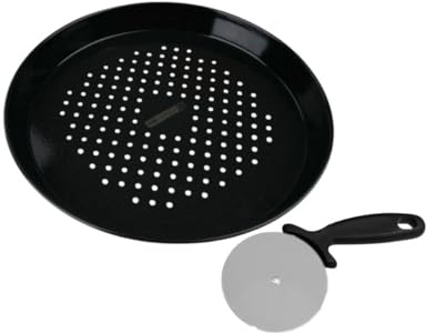 FM Professional 9913750 Pizzahjul, pizzakopp, perforerad pizzaplåt, fryst pizzaplatta, rostfritt stål, aluminium, 32 cm, 21 cm