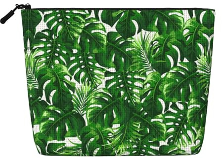 Monstera Deliciosa Banana Palm Fake Hemp Travel Toiletry Bag - Reusable Cosmetic Accessories Toiletry Organizer for Women - Multiple Uses