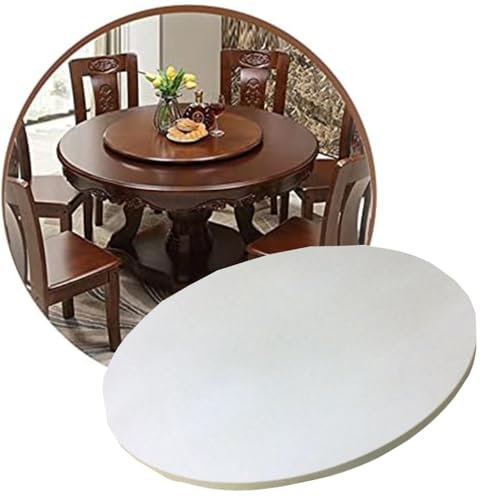 Lazy Susan Plateau tournant en bois massif pour table de salle à manger 50 cm Grand plateau de service rond Beige