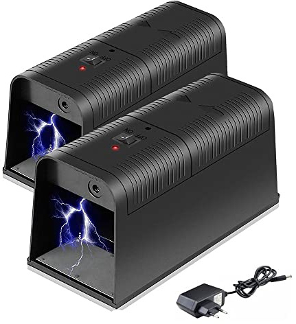 2x Elektriska råttfällor, hushållsanvändning, effektiva och återanvändbara mänskliga råttfällor, familjer, garage, kök med elektriska stötar för råttfångare
