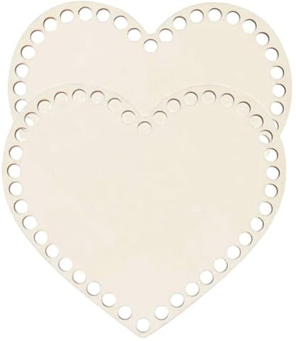 Homoyoyo 2stücke Teiliges Herzförmiges Holz Korbunterteil Crochet Basket DIY Basis Robustes Naturholz Bag Base Für Handgemachtes Filz Häkelzubehör Zubehör-Tasche