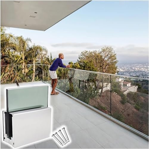 Handläufe, Glasgeländerschienen, Zapfenklemme, Halterungen Pfostengeländer-System für Terrasse, Balkon, Dachboden, Treppen, Boden/eingebettet/Seitenmontage für Balkone, Flure (1 m Glasklemme)