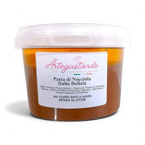 Artegustando-Pasta di Nocciola Italia 500 Gr “Delizia” – Senza Glutine – Cremosa – Per Dolci, Creme e Gelati (500g)