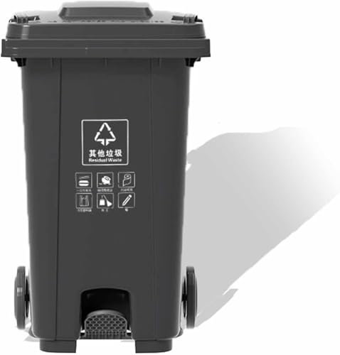 UCKYSU Poubelle Cuisine Extérieure Poubelle Commerciale Pédale Mains Libres Avec Roulettes Couvercle(Negro,100L)