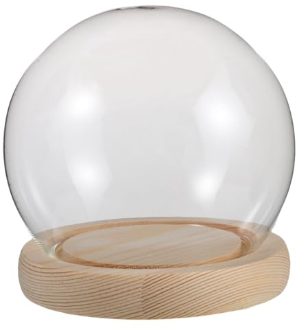 HIAKDOFT Cloche Verre Transparente avec Socle Øcm Vitrine Protectrice pour Fleurs Séchées et Figurines Argile Décoration de Bureau Verre