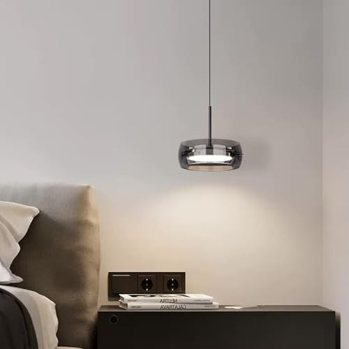 Deliouay LED Pendelleuchte Esstische Dimmbare Hängelampe Esszimmer Esstischlampe mit Fernbedienung Kristall Glas Anhänger Lampe Höhenverstellbar Hängeleuchte für Wohnzimmer Kücheninsel Büro (1 Kopf)