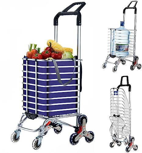 GLMGBP Carrello Pieghevole per Salire Le Scale con 8 Ruote, Maniglia Girevole a 360°, capacità di carico di 51 kg, Carrello Multiuso per Magazzino e Negozi.