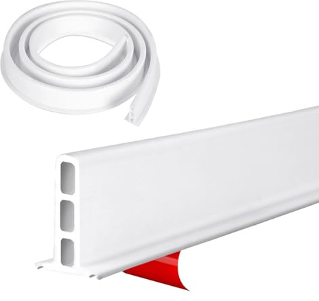 Bad Wasserbarriere Silikonstreifen Duschwanddichtung, Schwallschutzleiste Dusche Selbstklebend, Kollisionsvermeidung,Bad Wassersperre Für Nass/Trockentrennung (Weiß, 110 cm)