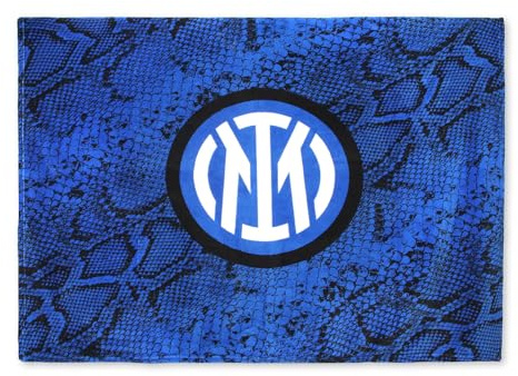Inter Plaid linea Home in morbido poliestere, stampa Snake e logo ufficiale, coperta Blu Royal, misura 160x120 cm