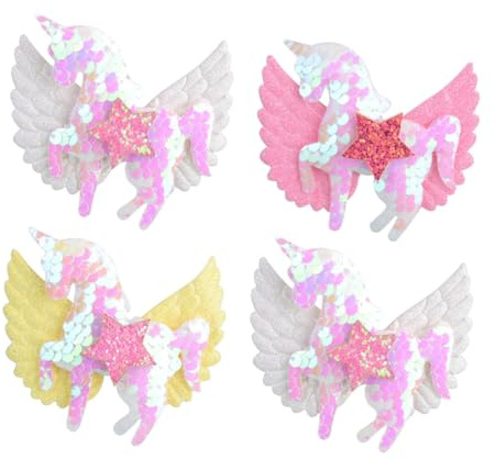 FOMIYES 4 STÜCKE Teiliges Einhorn haarclip Mädchen Glitzernde Pailletten Stern Schmetterlingsdesign Sicherer Halt Geeignet für Verschiedene Kinderfrisuren und Festliche Anlässe