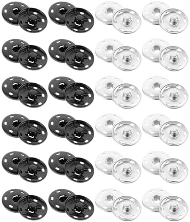 JUKOTA 100 Paar Druckknöpfe,Druckknöpfe zum Annähen,Druckknöpfe Schwarz Silber,10mm snaps,Druckknopf Set,Verschlussknöpfe für Geldbeutel Handtasche Kleidung DIY Handwerk Nähreparatur