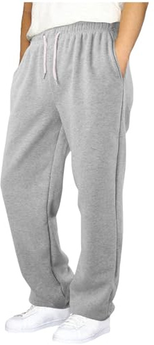 Boys Tracksuit Bottoms Boys Joggers Baggy Jogging Tracksuit Bottoms Straight Leg Jogger Uncuffed Elastic Waist Sweatpants Kids Sports Casual Winter Trousers for School PE Lessons, Sports Light Grey