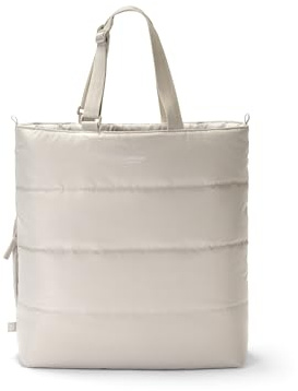 LARKSON Borsa a Tracolla Donna Beige - Greta - Puffy Tote Bag - Borsa a Spalla Trapuntata per Lavoro, Shopping, Università - Reversibile - Idrorepellente
