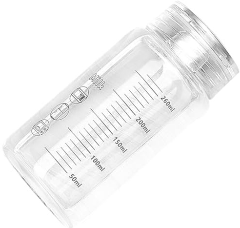 Garneck Botella de Agua Portátil de Vidrio con Escala 260 Ml Boca Ancha con Tapa para Viaje Hogar Oficina Vaso para Leche y Bebidas