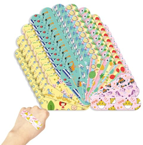 Tomedeks 120 Pezzi Bende per Cartoni Animati, Cerotti Bambini, Impermeabile Simpatico Cartone Animato Cerotto, Emostasi Adesivi per Bambini