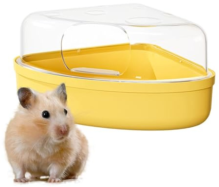 Skkpolo Hamster Sandbad Box, Transparent Käseförmige Hamsterbadewanne Hamster Toilette Hamsterkäfig-Zubehör Für Hamsters, Mäuse, Chinchillas, Kleintiere