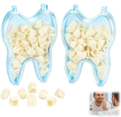 Kit restauro dentale temporaneo – denti anteriori e molari per riparazione termica, sostituzione temporanea di denti mancanti o rotti, materiali sicuri, aspetto naturale, applicazione