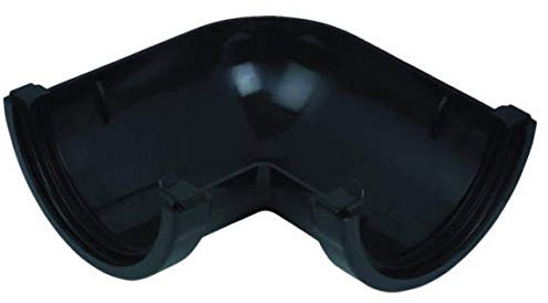 FLOPLAST 112mm Round Gutter Pipe 90 Degree Angle - Black - Pack of 2