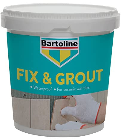 Bartoline Fix and Grout Tile Adhesive 1kg, Ready-Mixed, Waterproof and Super White, for Walls, Bathrooms and Showers