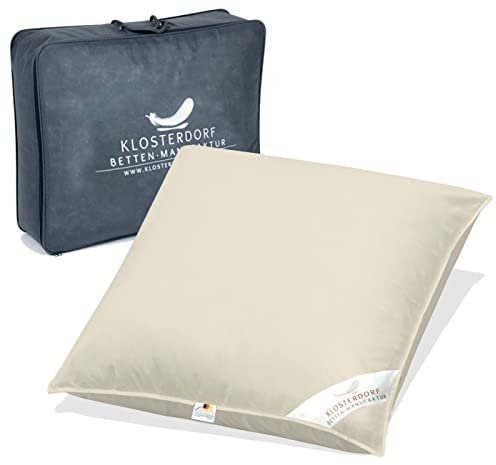 Klosterdorf Bettenmanufaktur Premium Kinderwagenkissen Bio-Line! ''krümmel'' - 80x80 cm - 150 Gramm - Handarbeit aus Deutschland - 100% Bio - Für einen gesunden Schlaf