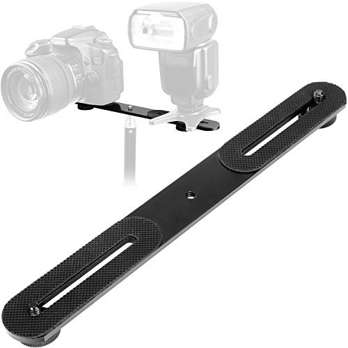 ChromLives Barre d'extension du Support de Flash double Caméra 1/4 inches Support de Flash Droite 10.6 inches Support de Fixation de Trépied pour Appareil Photo Reflex Numérique