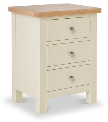 RoselandFurniture Farro Cream 3 Drawer Bedside Table | Fully Assembled