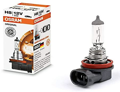 1x Osram H8 35W 12V 64212 Original Standard Weiß High Tech Ersatz Halogen Birne für Scheinwerfer, Fernlicht, Nebelleuchte vorne - E-geprüft
