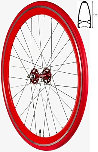 Redondo 28 Zoll Vorderrad Singlespeed Fixie Laufrad Felge Rot Rot + Reifen