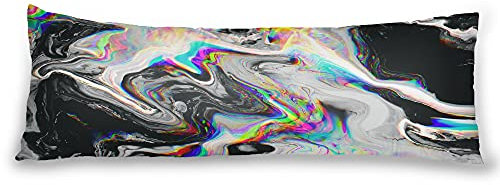 HMS Happy Memories Körper-Kissenbezug, langer Körper-Kissenbezug, 20 x 54 cm, mit Reißverschluss, abstrakter Ganzkörper-Kissenschutz, ultraweicher Samt, Damen, Herren (Trippy Black)