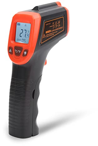Berührungsloses Infrarot-Thermometer, Hochtemperatur-Infrarot-Digital-IR-Temperaturthermometer, -50~600°C/-58~1122°F, Industrie-Thermometerpistole(rot)