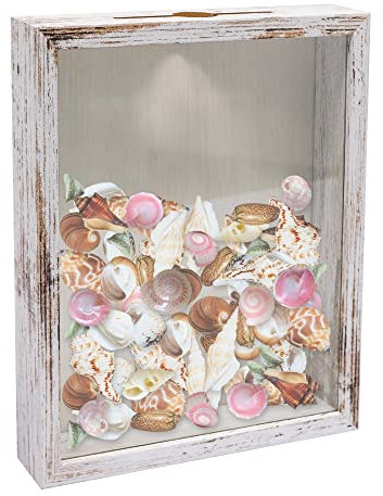 GraduationMall 20x25cm 3D Bilderrahmen für Tickets Shadow Box mit Slot,Rahmen zum Befüllen Speicherbox Weinkorken Muscheln Geschenke Vitrine Weiß