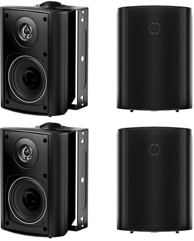 Herdio 400 Watt altoparlante bluetooth esterno 4 Pollici con Superior Stereo Dome Tweeter Interno-Esterno Patio Impermeabile Sistema di Montaggio A Parete (nero)