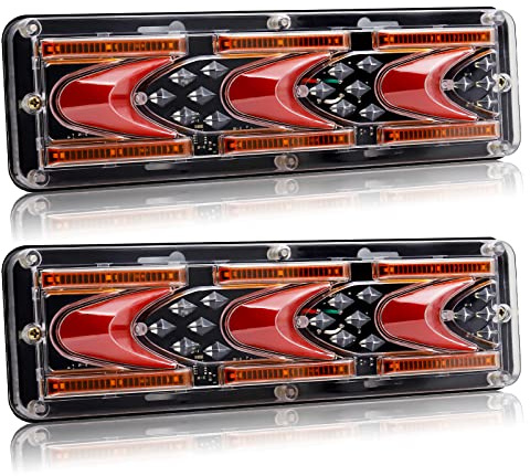 Ygmylandbb Feux arrière remorque & camion LED, clignotant séquentiel défilant, 5 fonctions en 1 24V, pour camion/remorque/pick-up/VR, 2 pièces (Type C)