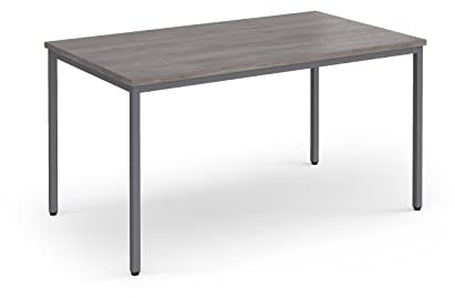 Mr Office Flexi 25 rectangular table with graphite frame 800mm deep, 1400, Grey oak