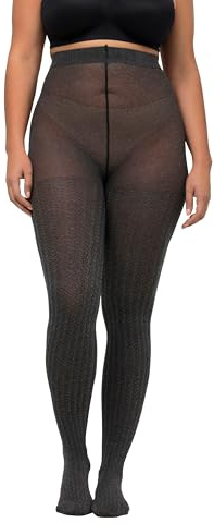 Ulla Popken Damen Strumpfhose, Hahnentritt Groß-Übergröße