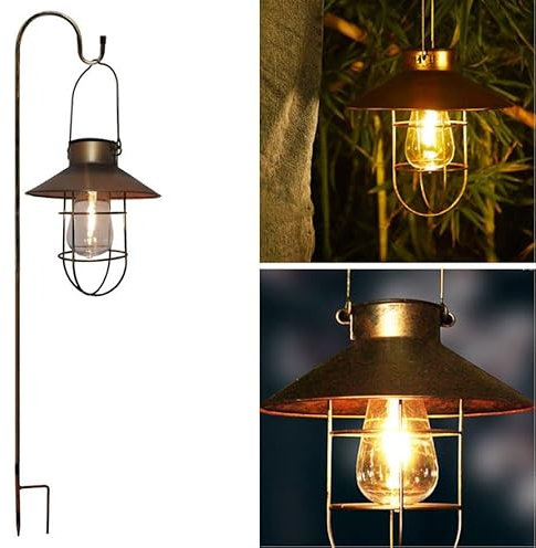 LED Solarlaterne - Solarlampe hängend mit Erdspieß warmweiß inkl. Akku Gartenlampe Solarlampe Solar-Laterne