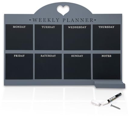 Empire Weekly Planner and Menu Board for Kitchen, Work Planner Blackboard, Wall Mounted Daily Planner, to Do List, Dry Erase Meal Planner with White Cloth for Office & Home (Standard, Blue)