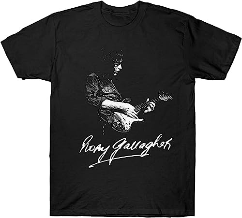 Rory Gallagher Herren-T-Shirt Gitarristen-Gitarre, 1970er, 1980er, Retro-/Vintage-Stil, Geburtstag, Größe XL, Schwarz, Schwarz