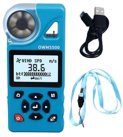 Risegun Medidor De Velocidad Del Viento Medidor De Viento Portátil De Alta Precisión Termómetro Medidor Para Estaciones Meteorológicas