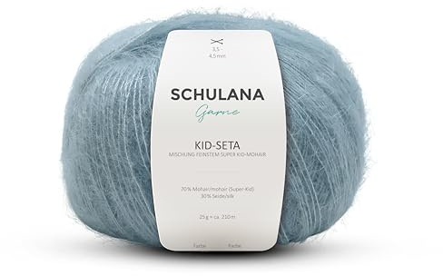 Kid Seta Mohair Wolle zum Stricken und Häkeln I 70% Super Kid Mohair & 30% Seide I 25 g/ca. 210m Kornblau (Blau) I Kid-Seta Garn für Schals, Spitzenschals, leichte Cardigans und Mützen